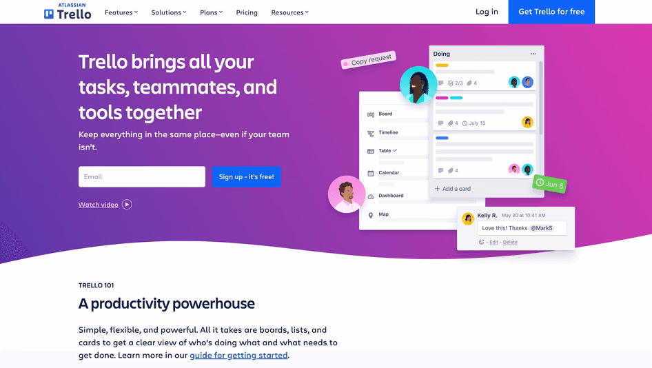 [Screenshot] Trello homepage