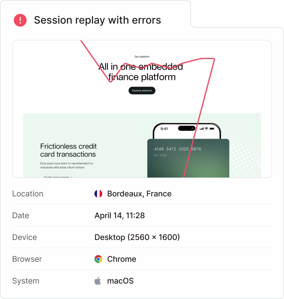 [Visual] Session replay with errors
