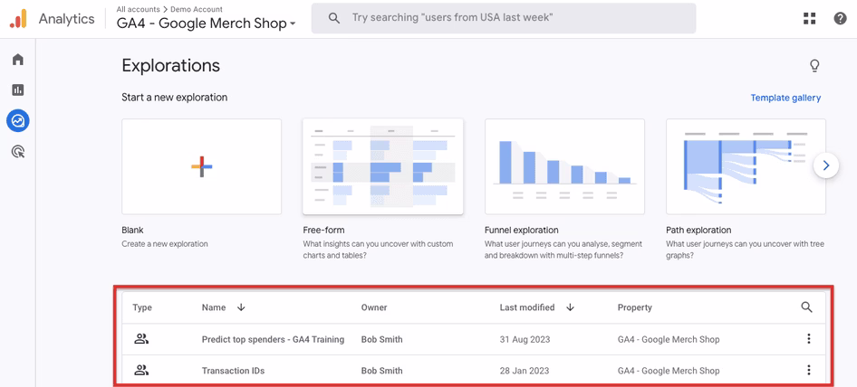 [visual] Access saved explorations in the main Explorations view