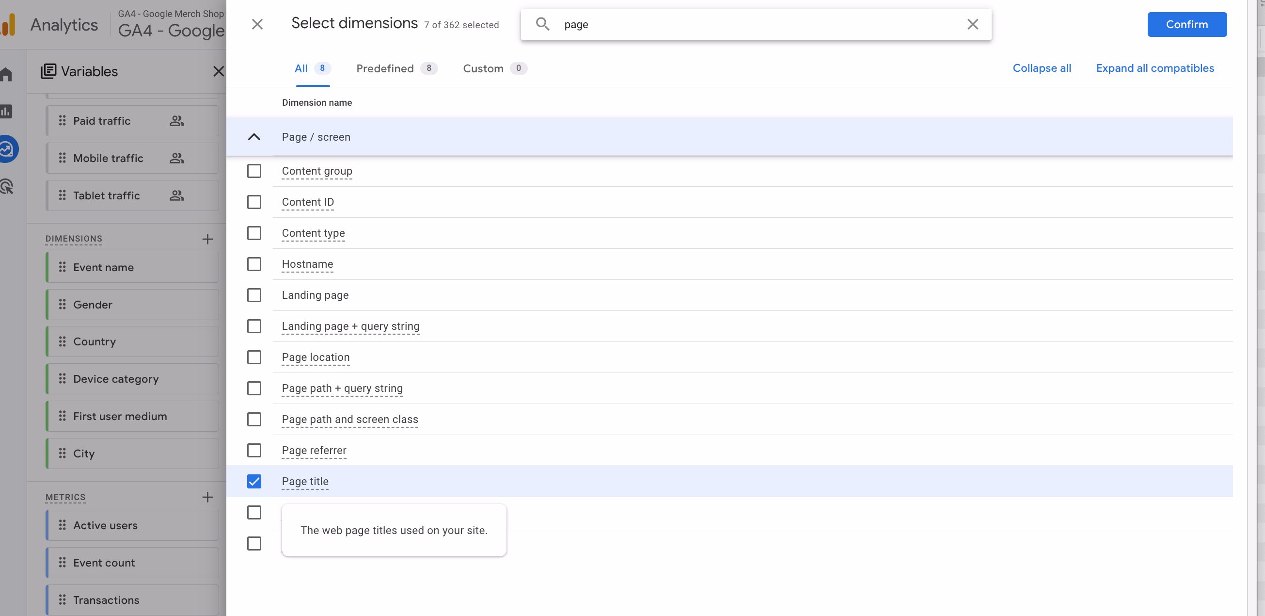 Visual - page title