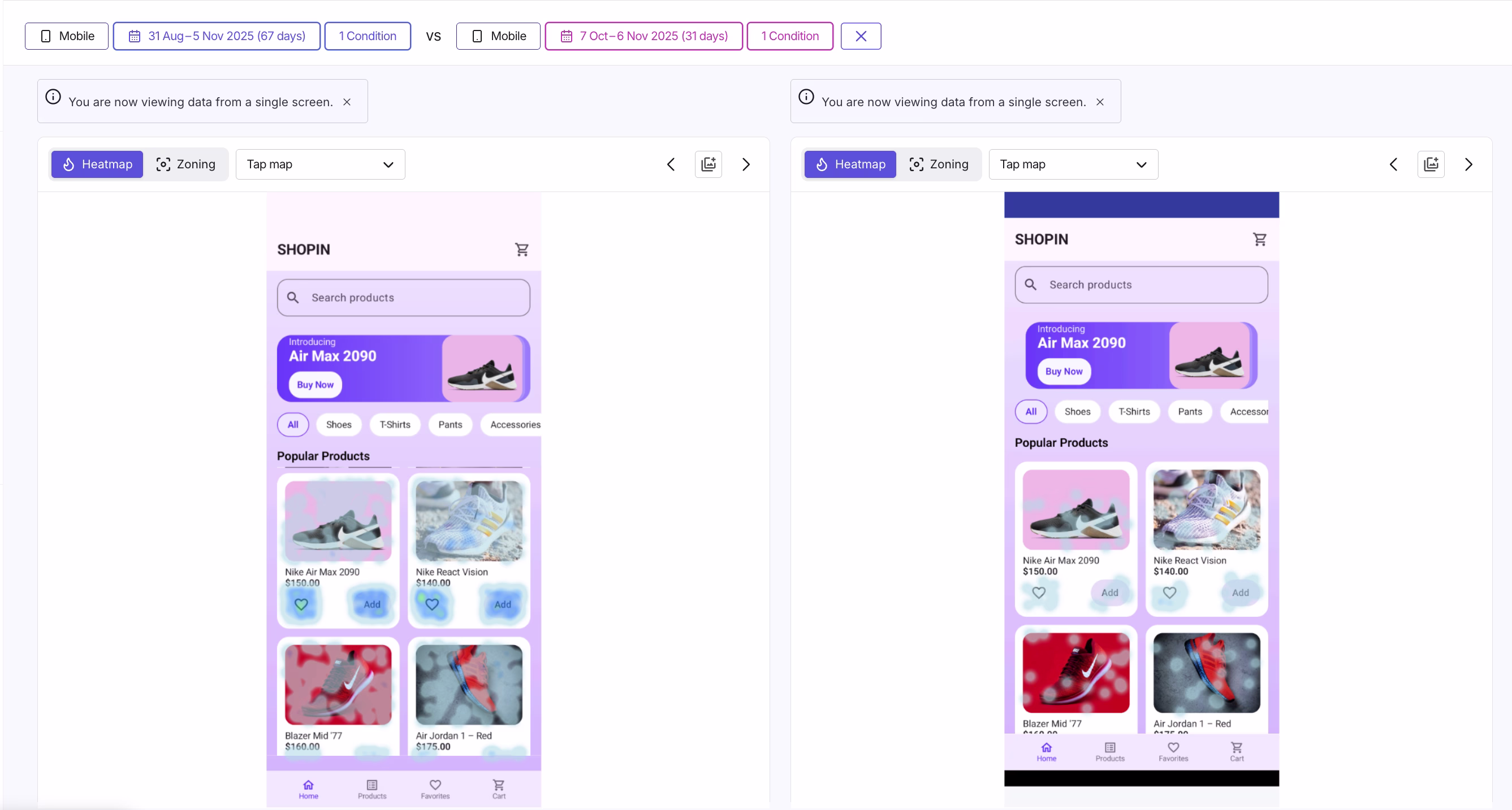 [Guides] Mobile Analytics - heatmap comparison