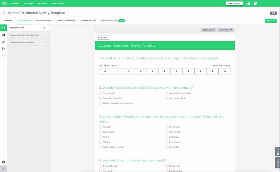 [visual] Use SurveyMonkey templates to create the survey you need to design a great web app 