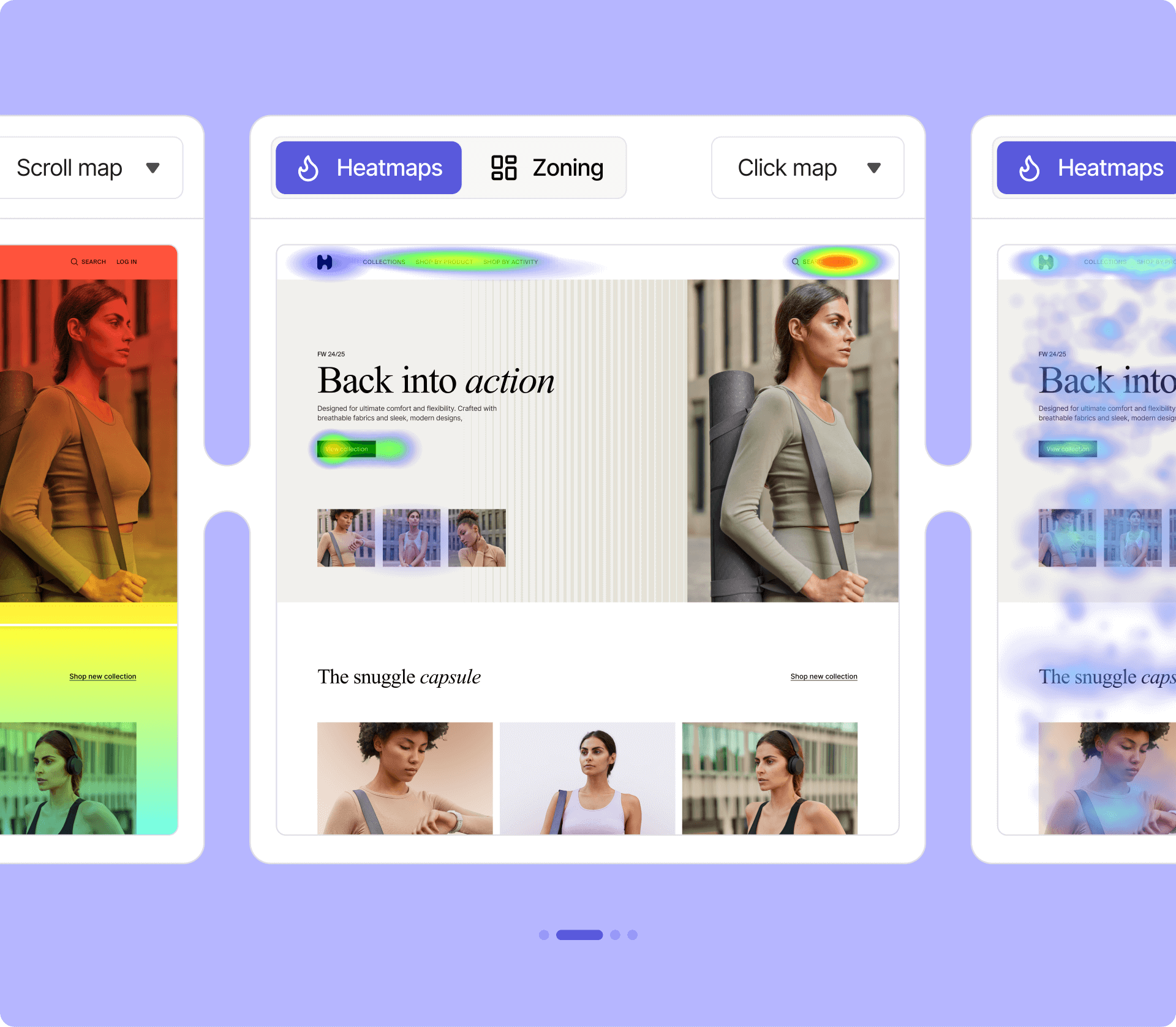 Click map example showing user click distribution across a web page