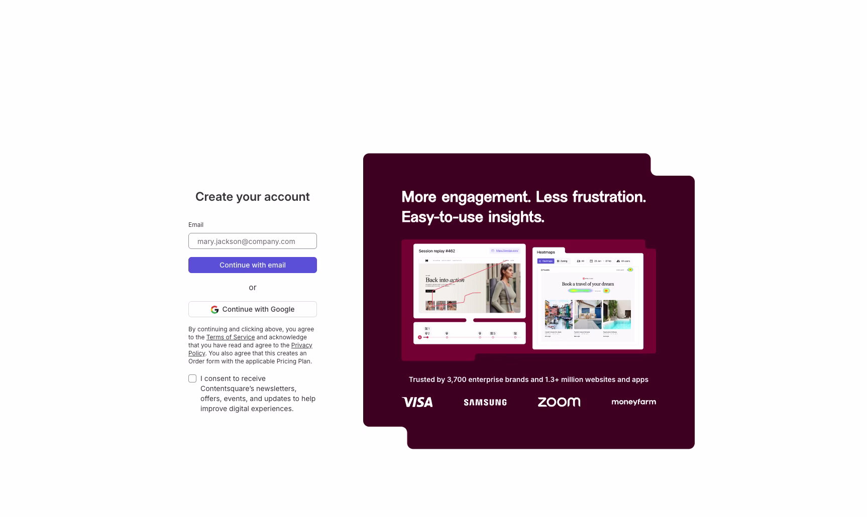 [Visual] Sign up page Contentsquare 