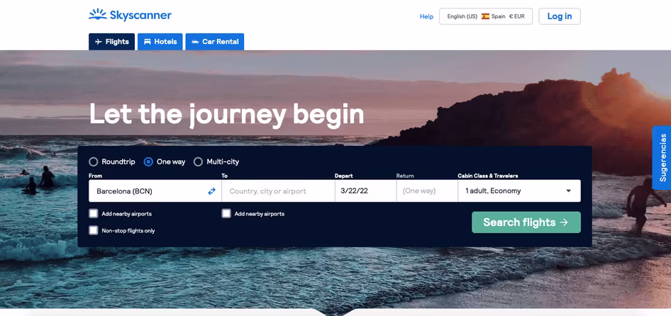 [Visual] Skyscanner s homepage as of March 17th 2022