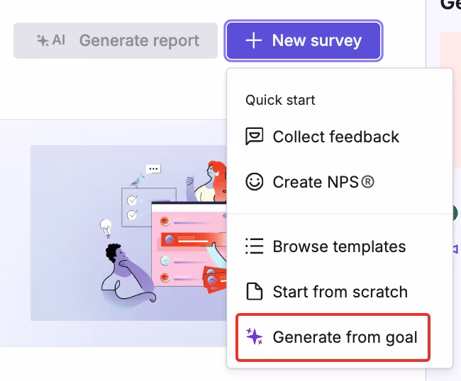 [Product screenshot] New survey - Generate from goal