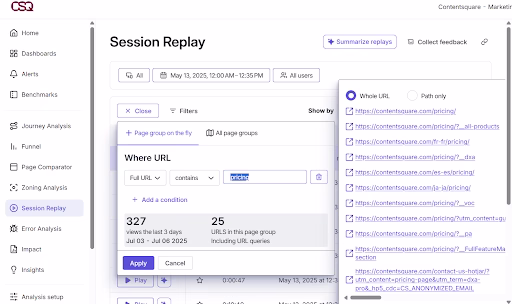 [Visual] Session replay filters