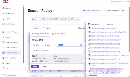 [Visual] Session replay filters
