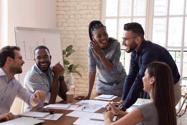 [visual] yuppies having a meeting indoors