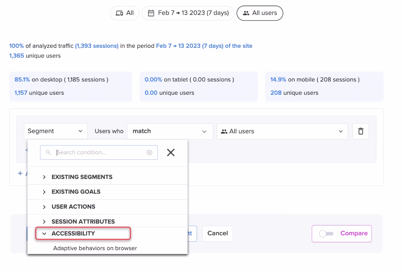 [Visual] accessibility segments