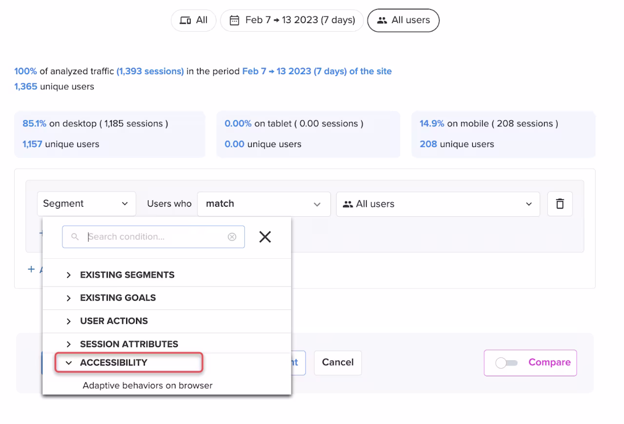 [Visual] accessibility segments