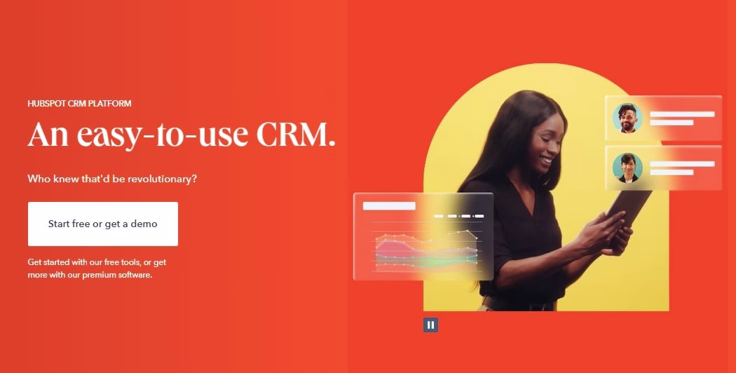 Hubspot homepage with CTA