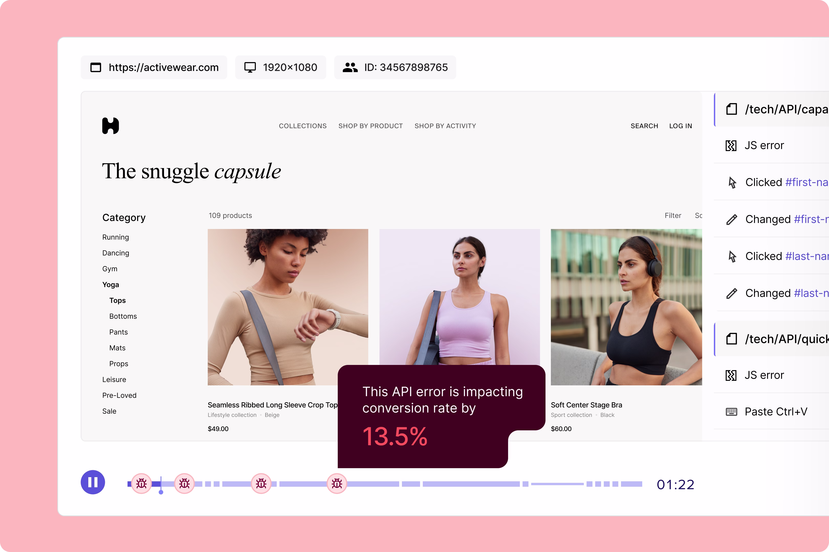 [visual] See the revenue or conversion impact of any error you find in Session Replay