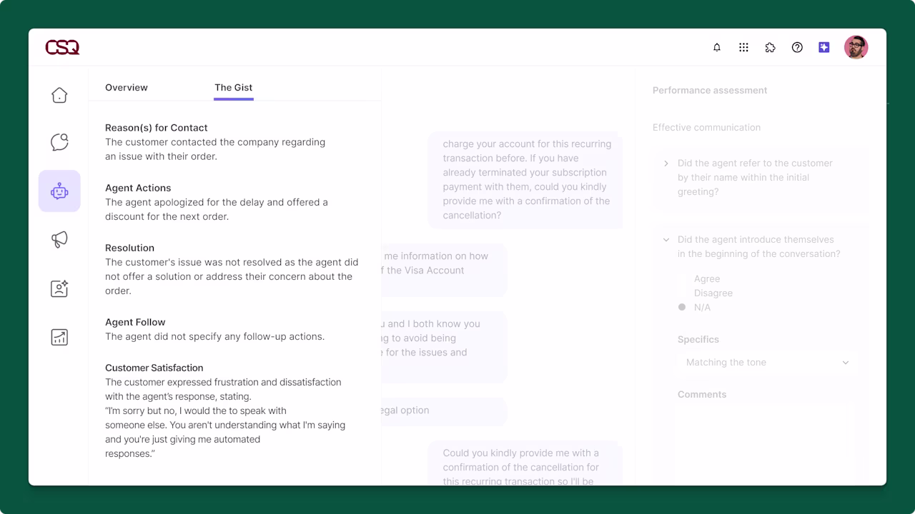 [Visual] Conversation Intelligence Contact Review
