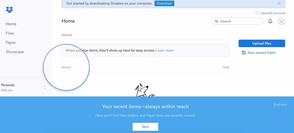 [visual] Dropbox uses simplicity to its advantage with clearly defined banners and steps