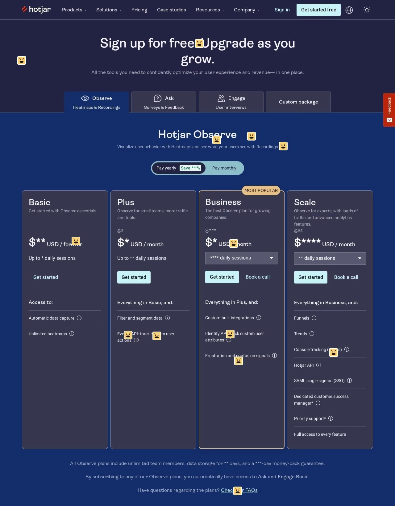 Rage click map - pricing