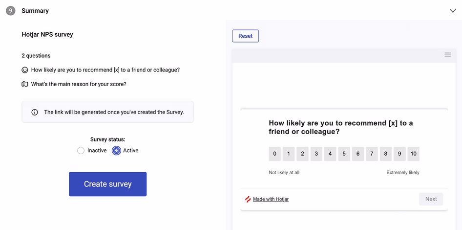 [Visual] NPS - Activate survey