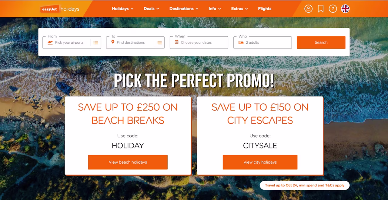 [Image] easyJet holidays website's page