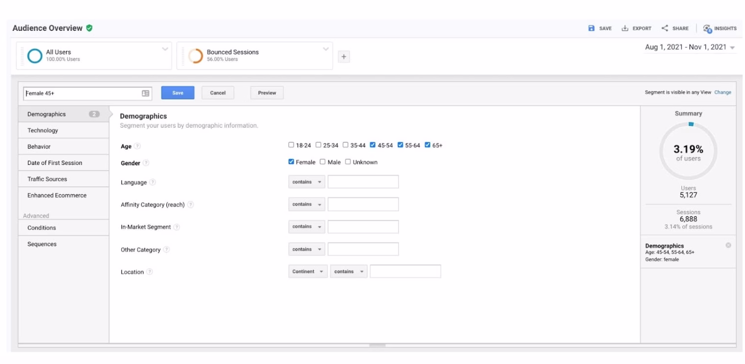 06 GA analytics segments demographics