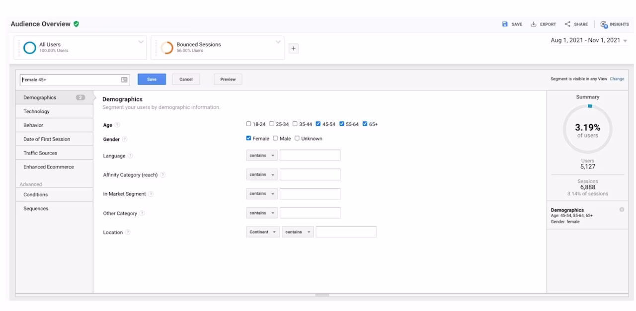 06 GA analytics segments demographics