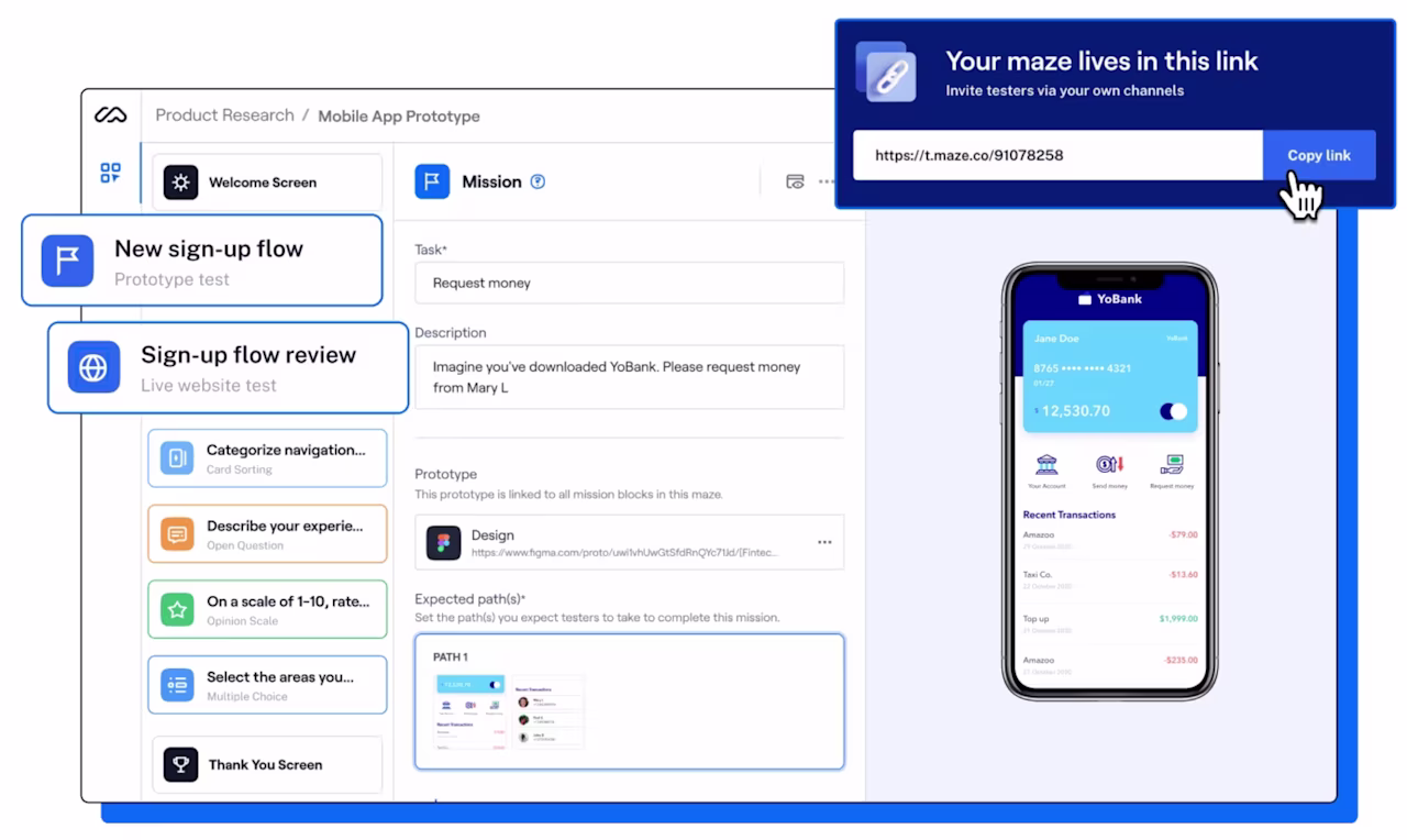 Feature-Beispiele im Maze-Dashboard