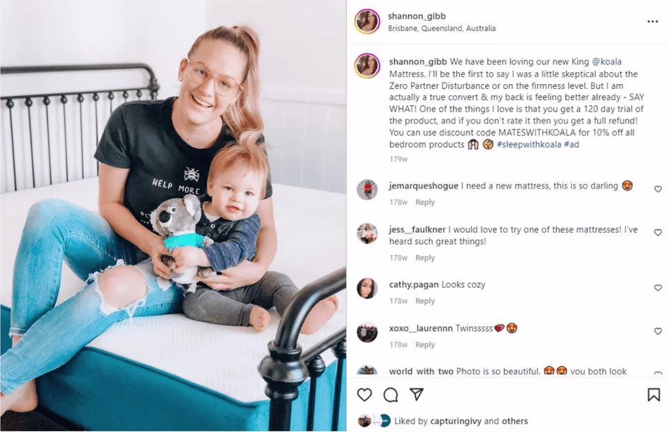 [visual] One of the influencers Koala worked with on a campaign (image courtesy of The Right Fit)