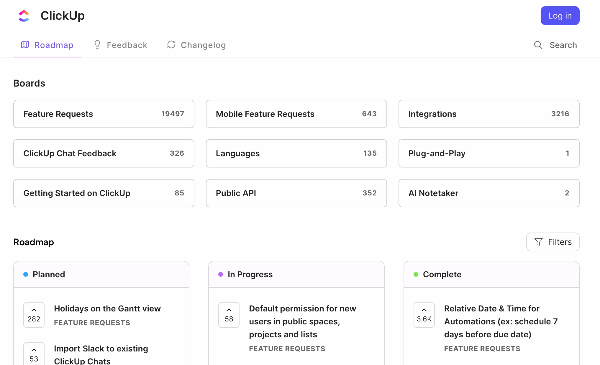 [Visual] Clickup roadmap