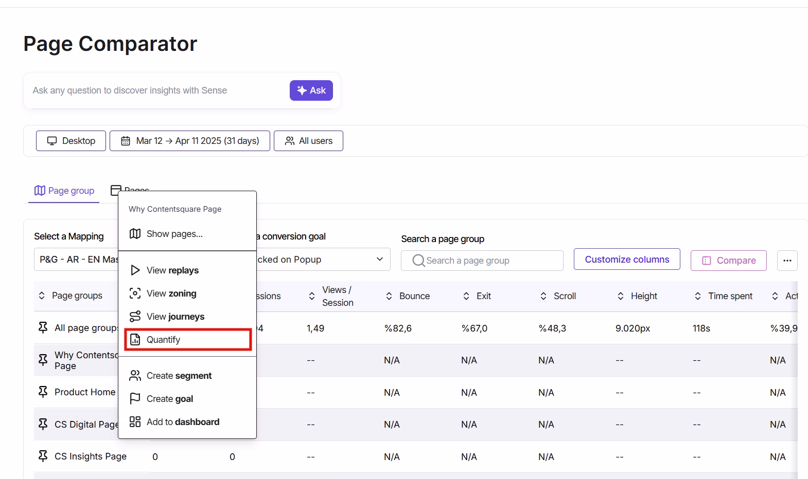 [Visual] Page comparator quantify