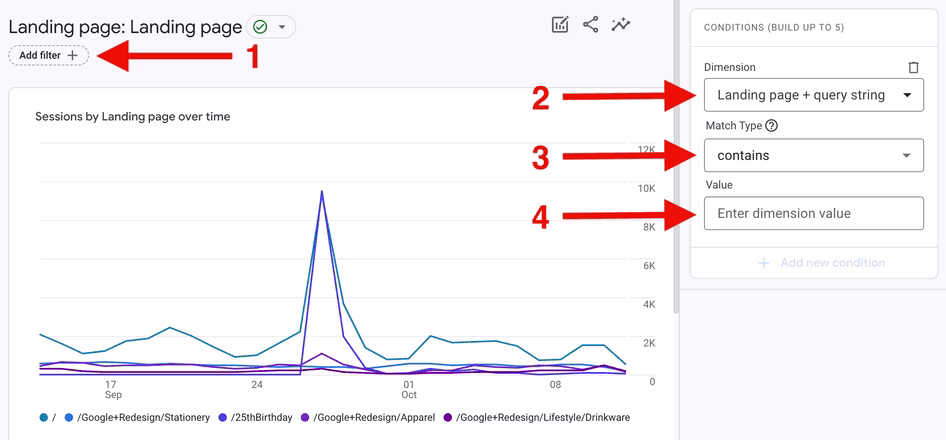 [visual] Steps for adding filter to your landing page report