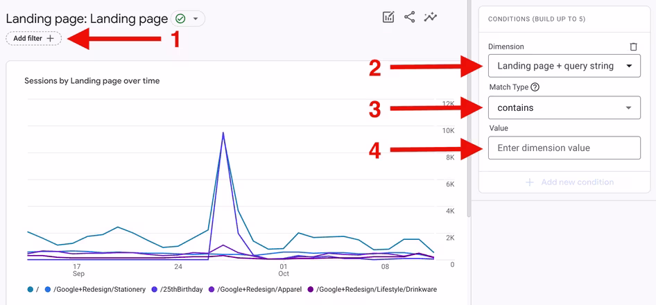 [visual] Steps for adding filter to your landing page report