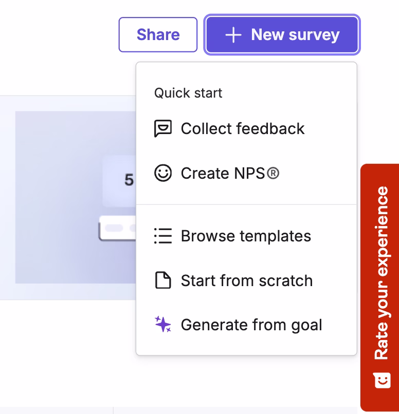 [Visual] The “New survey” menu in Contentsquare 