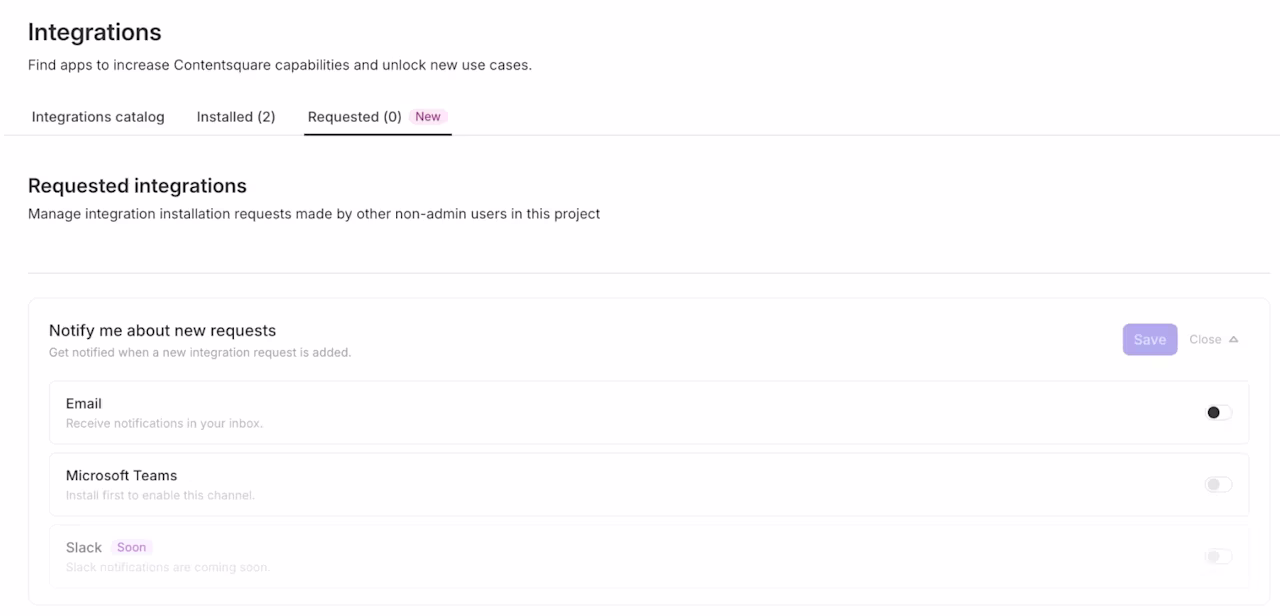 [Visual] Set up alerts to get notified about new requests by email, or connect Microsoft Teams to receive them there