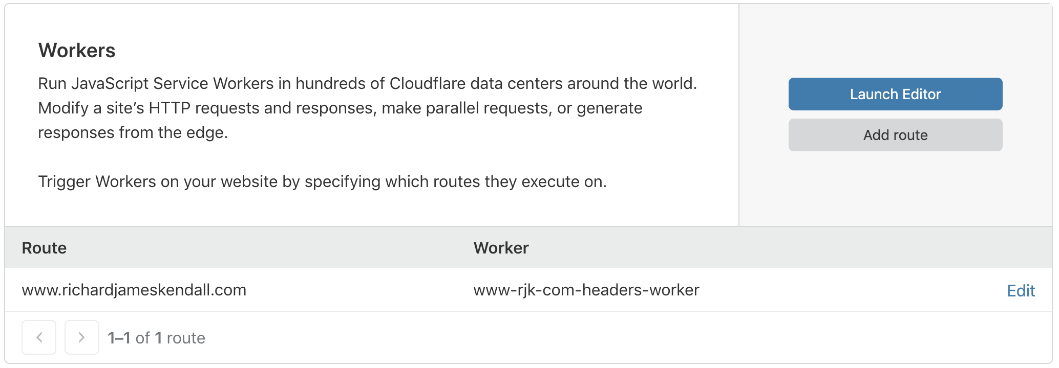 Cloudflare dashboard with worker deployed