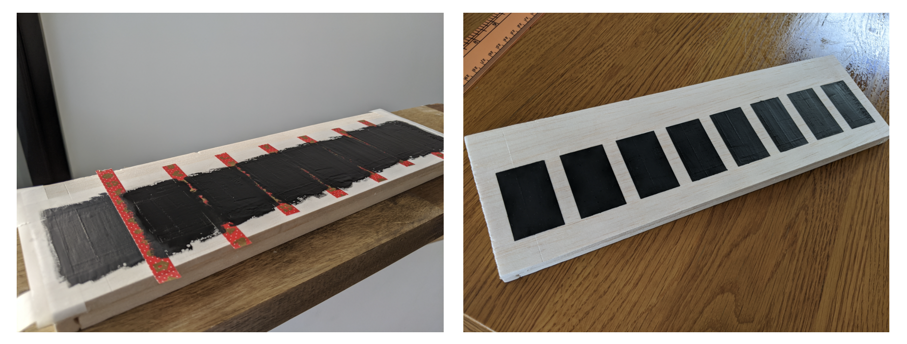 painting the conductive paint on the keyboard
