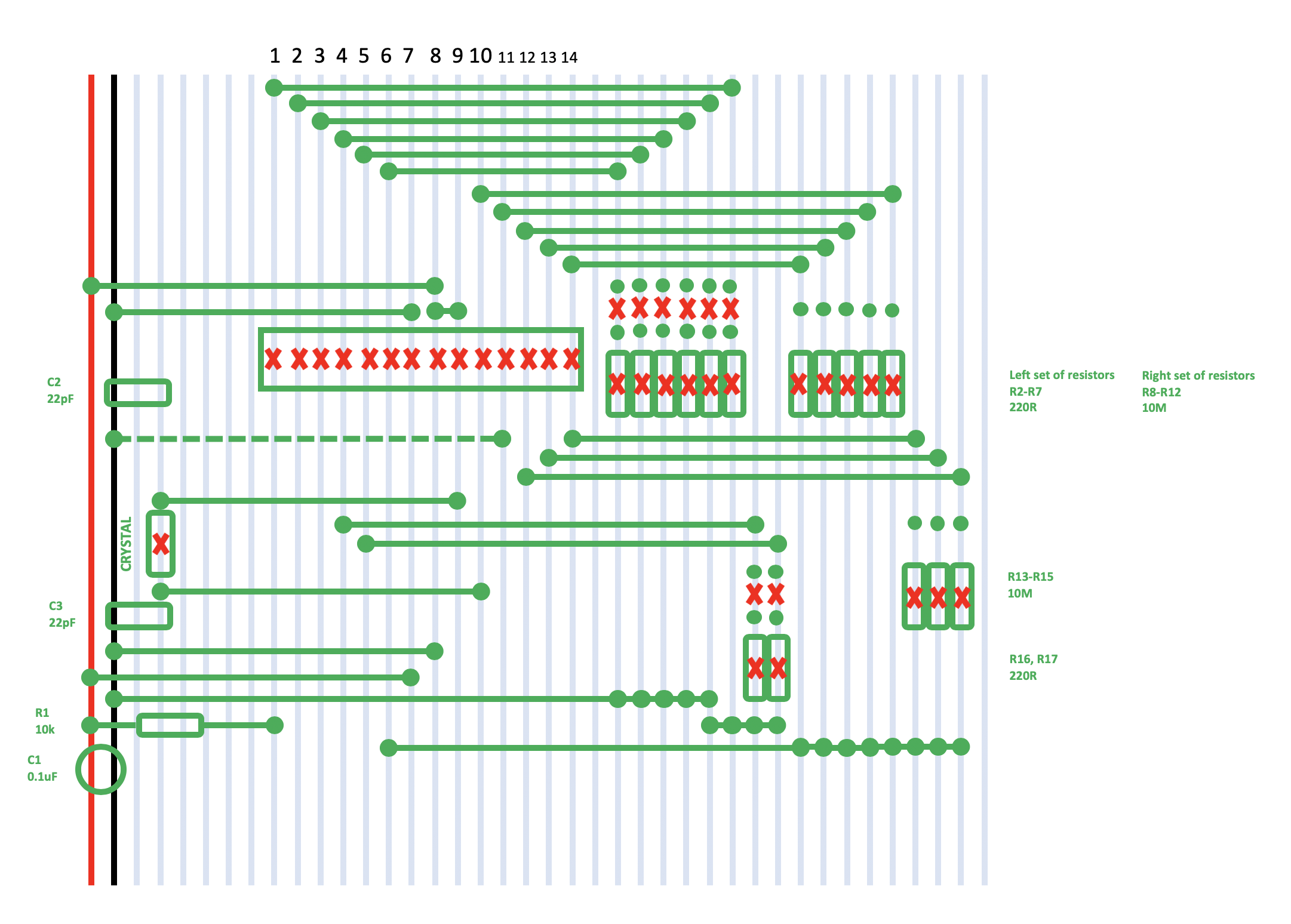 veroboard design for arduino keyboard
