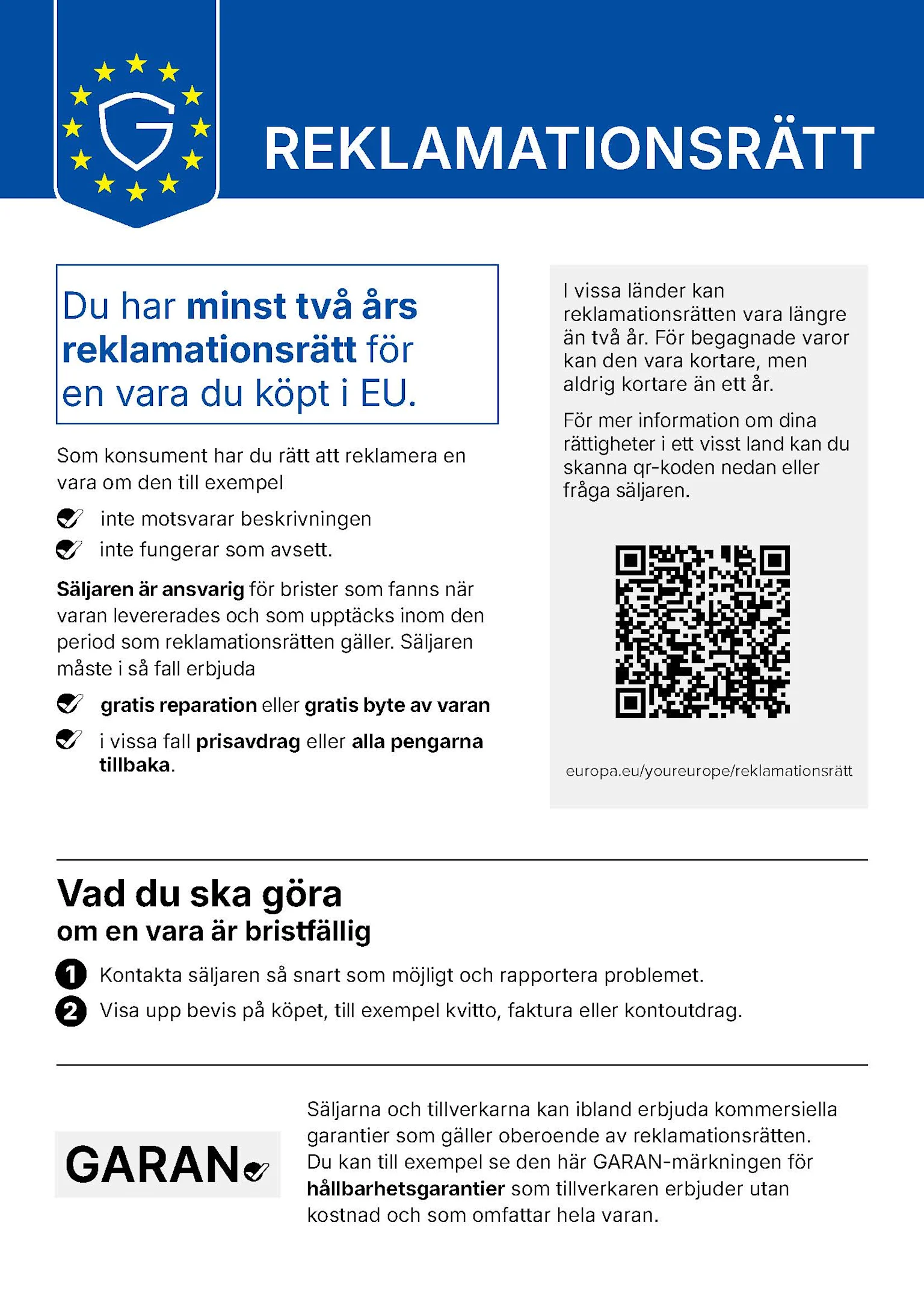 Legal guarantee notice SV