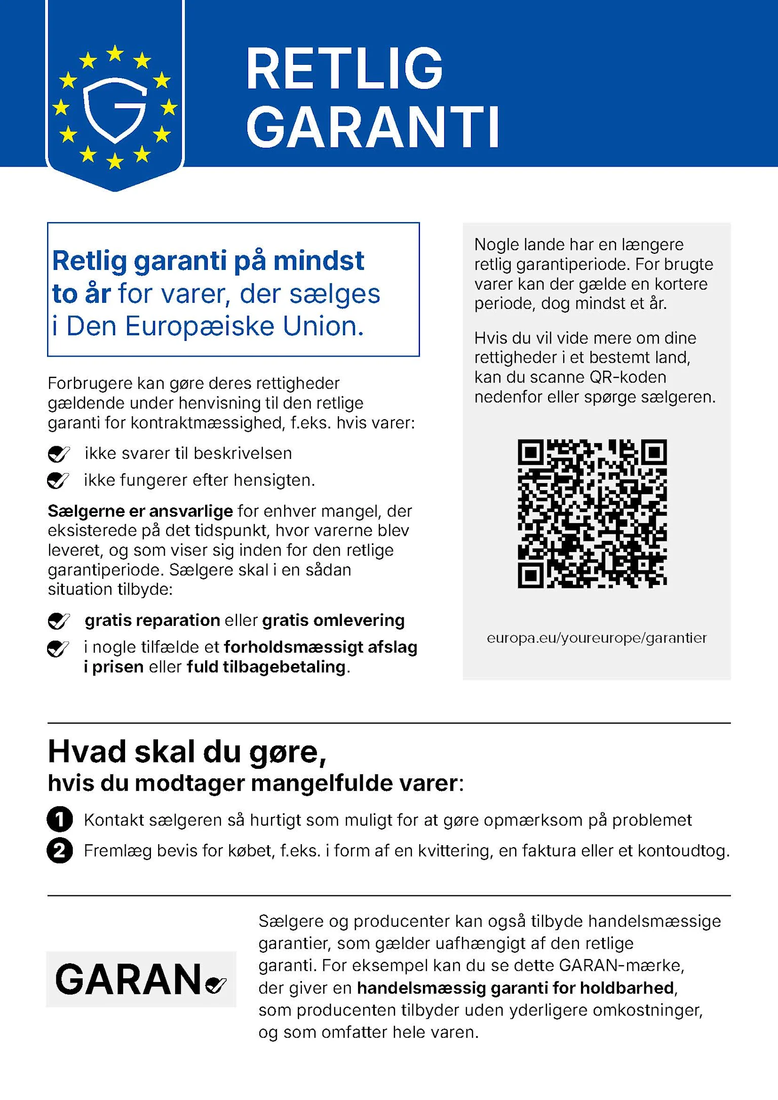 Legal guarantee notice DA