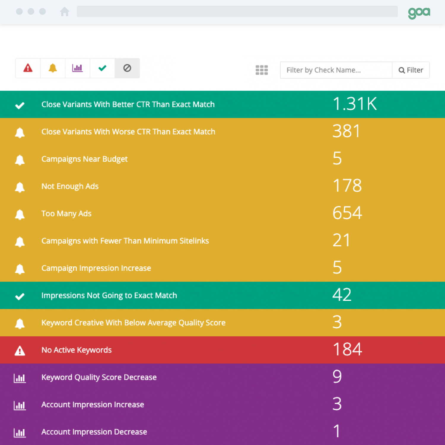 GOA Screenshot  - List - Square