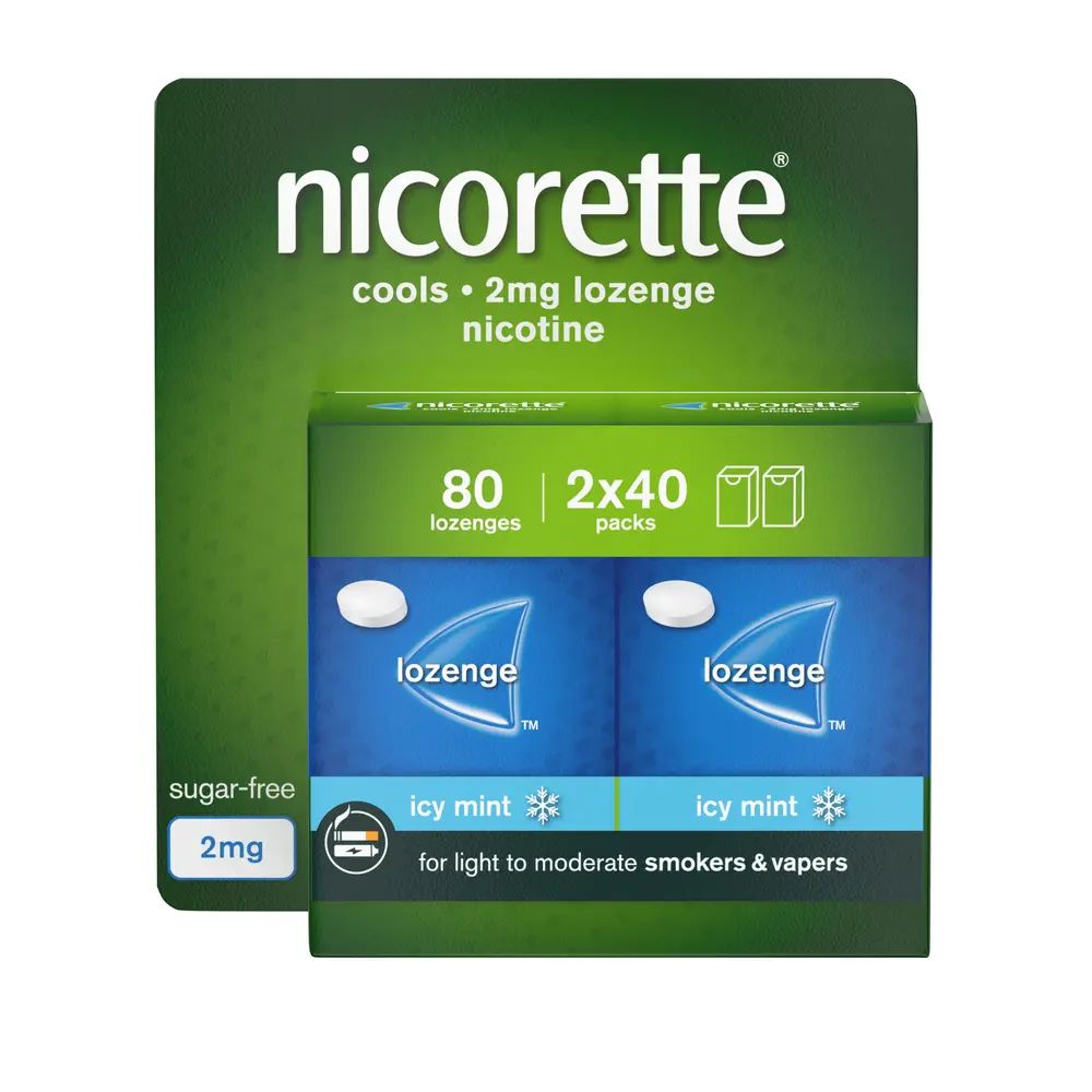Nicorette Cools Lozenge - Icy Mint 2mg 80's packshot 