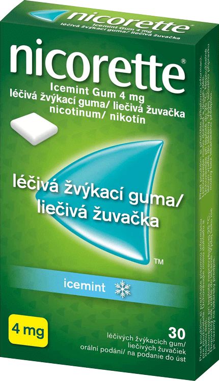 Nicorette® Icemint Gum 4 mg liečivé žuvačky, 30 žuvačiek