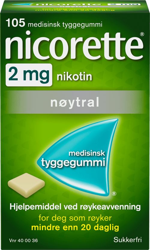 nicorette nøytral tyggegummi 2 mg nikotin