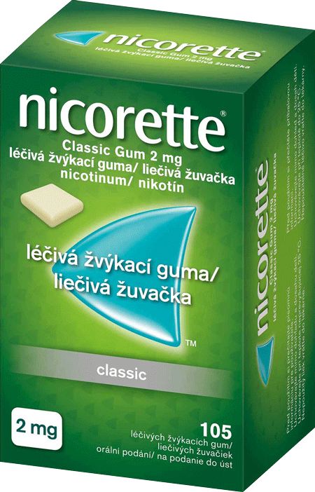 Nicorette® Classic Gum 2 mg léčivá žvýkací guma, 105 žvýkaček