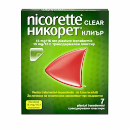 pachet frontal NICORETTE® Clear 15 mg/16h plasture transdermic