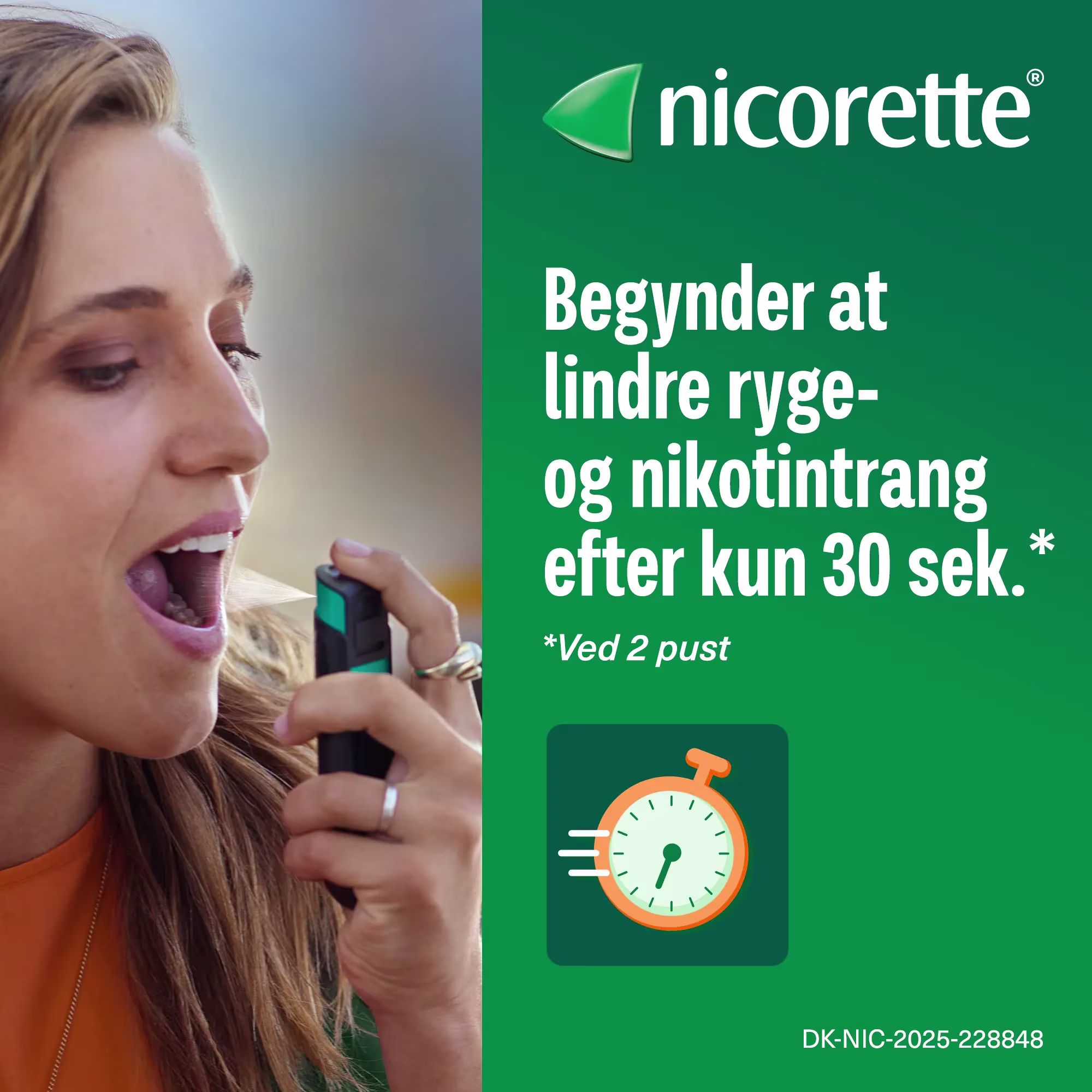Pust under tungen eller på indersiden af kinden med QuickMist