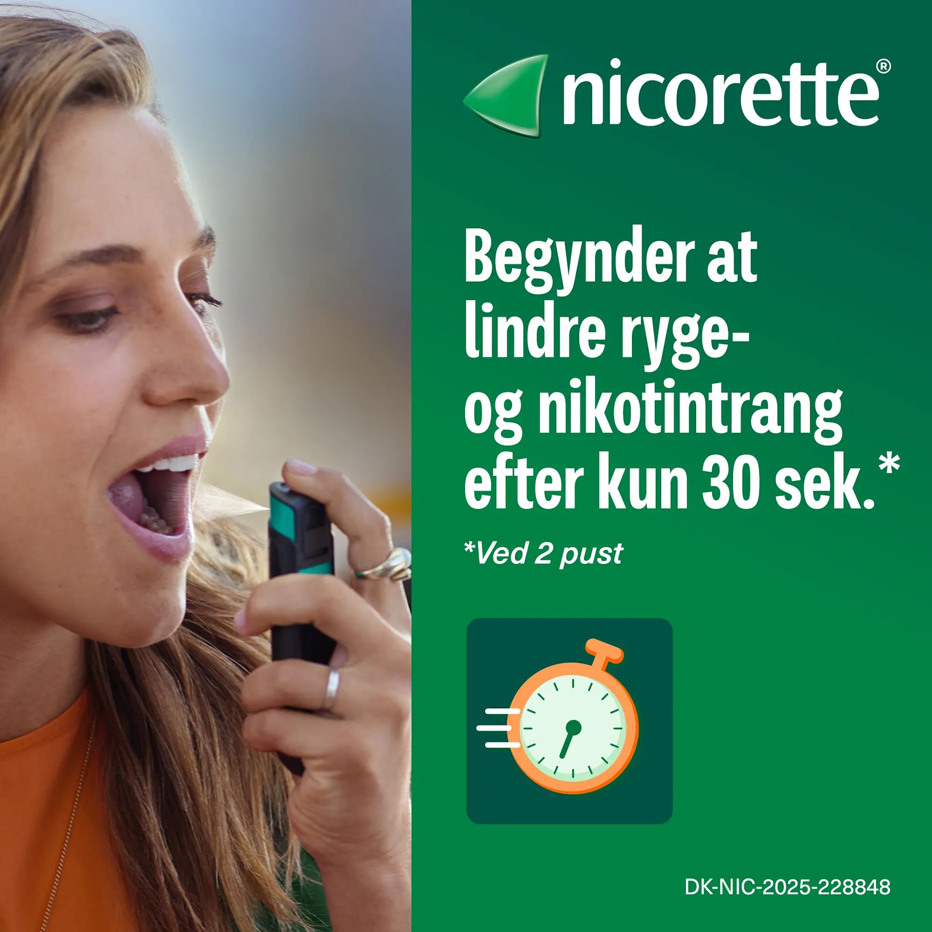 Pust under tungen eller på indersiden af kinden med QuickMist
