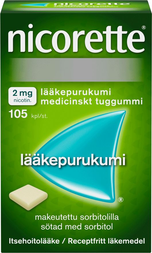 Nicorette 2mg nicotin.lääkepurukumi medicinskt tuggummi
