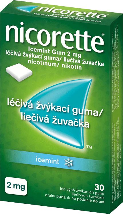 Nicorette® Icemint Gum 2 mg liečivé žuvačky, 30 žuvačiek