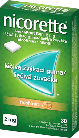 Nicorette® FreshFruit Gum 2 mg léčivá žvýkací guma, 30 žvýkaček