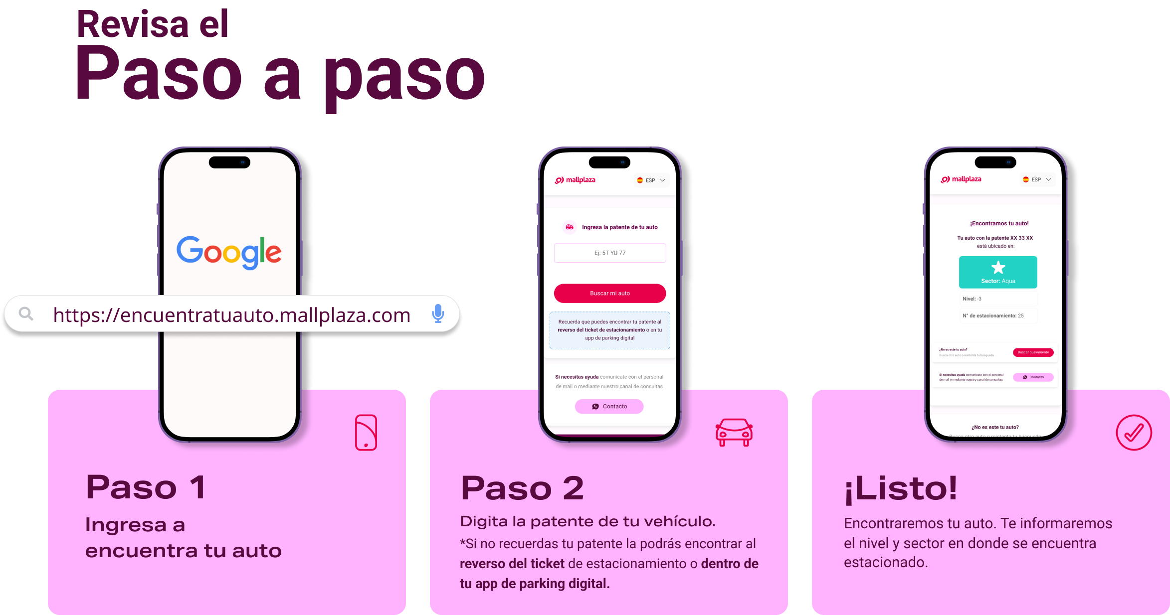 Encuentra tu auto - Pasos