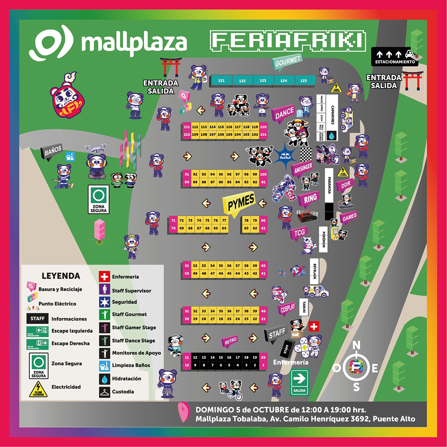 Mapa Feria Friki Mallplaza Tobalaba octubre